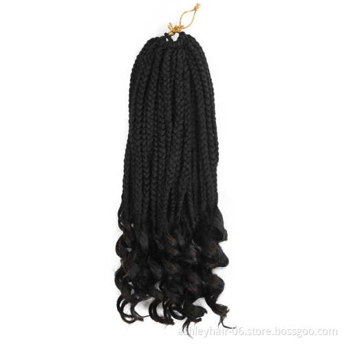 High Quality Synthetic Crochet Braids For Hair Extension Curly Ends Box Braids Ombre Crochet Hair Extension